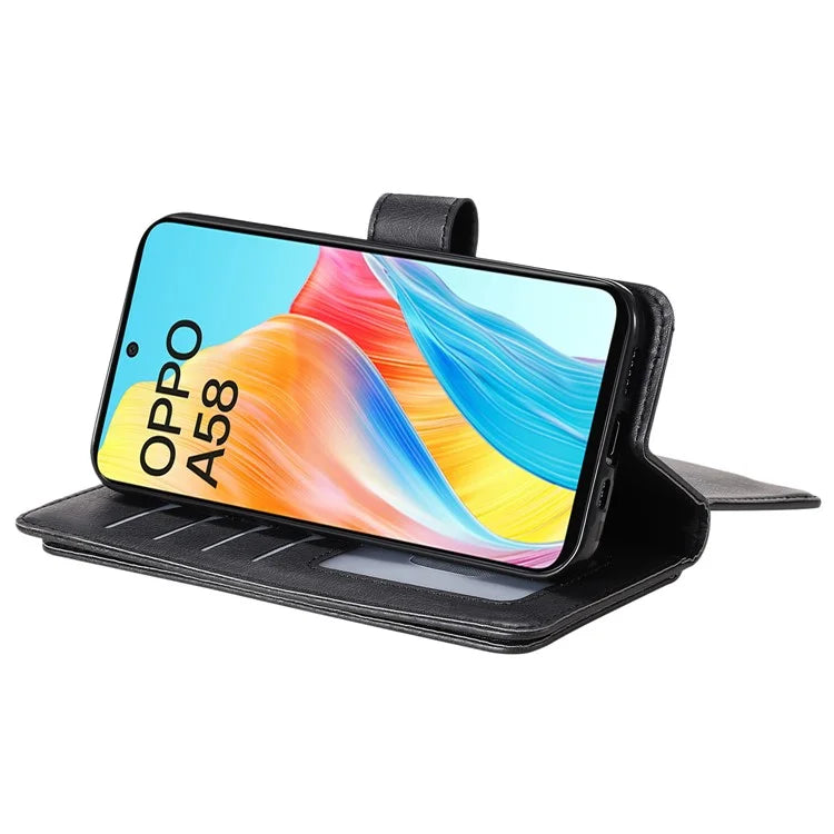 KT Multi-functional Series-1 For Oppo A58 4G Case Leather Stand Cover with Multiple Card Slots
