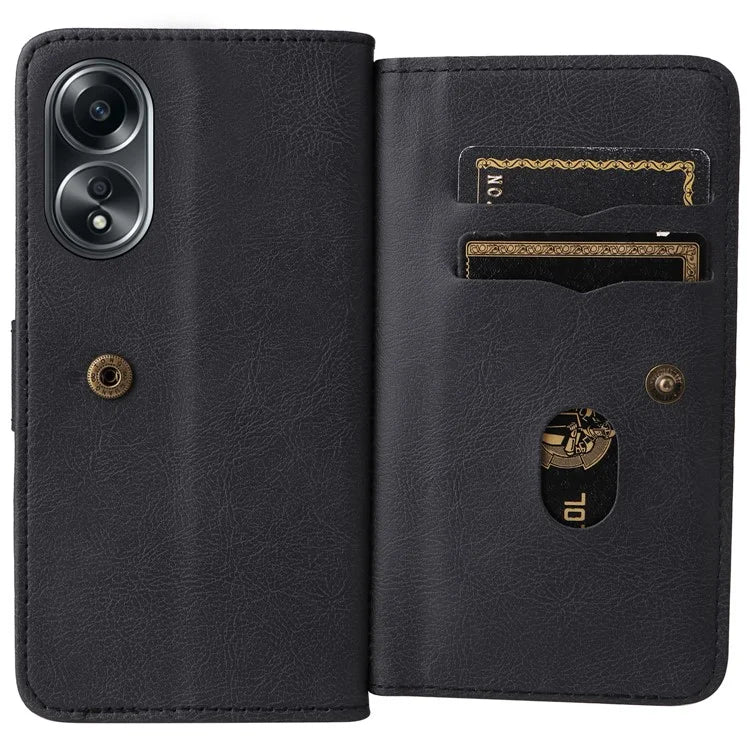 KT Multi-functional Series-1 For Oppo A58 4G Case Leather Stand Cover with Multiple Card Slots