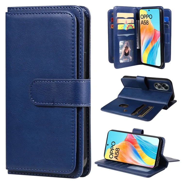KT Multi-functional Series-1 For Oppo A58 4G Case Leather Stand Cover with Multiple Card Slots