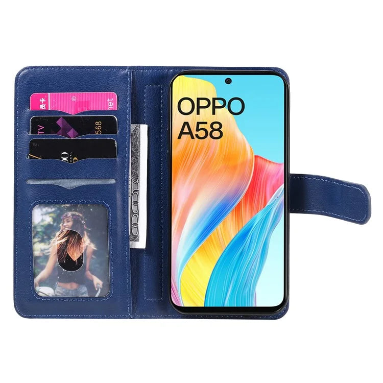 KT Multi-functional Series-1 For Oppo A58 4G Case Leather Stand Cover with Multiple Card Slots