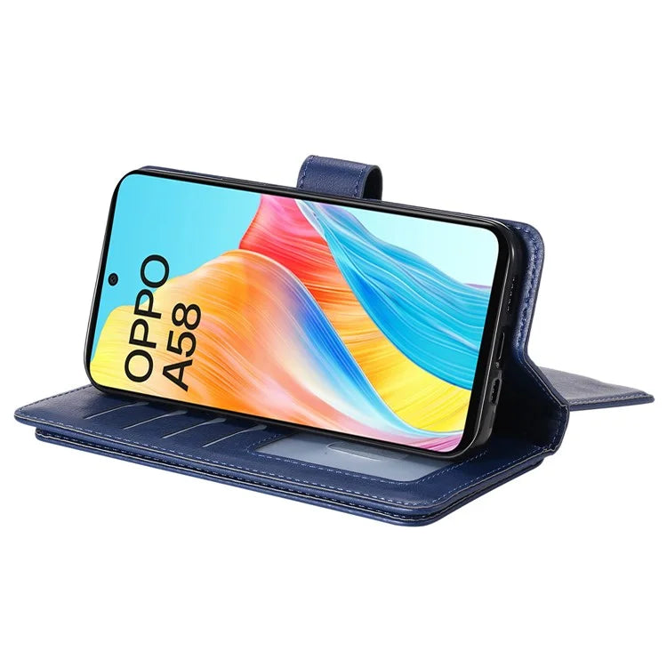 KT Multi-functional Series-1 For Oppo A58 4G Case Leather Stand Cover with Multiple Card Slots