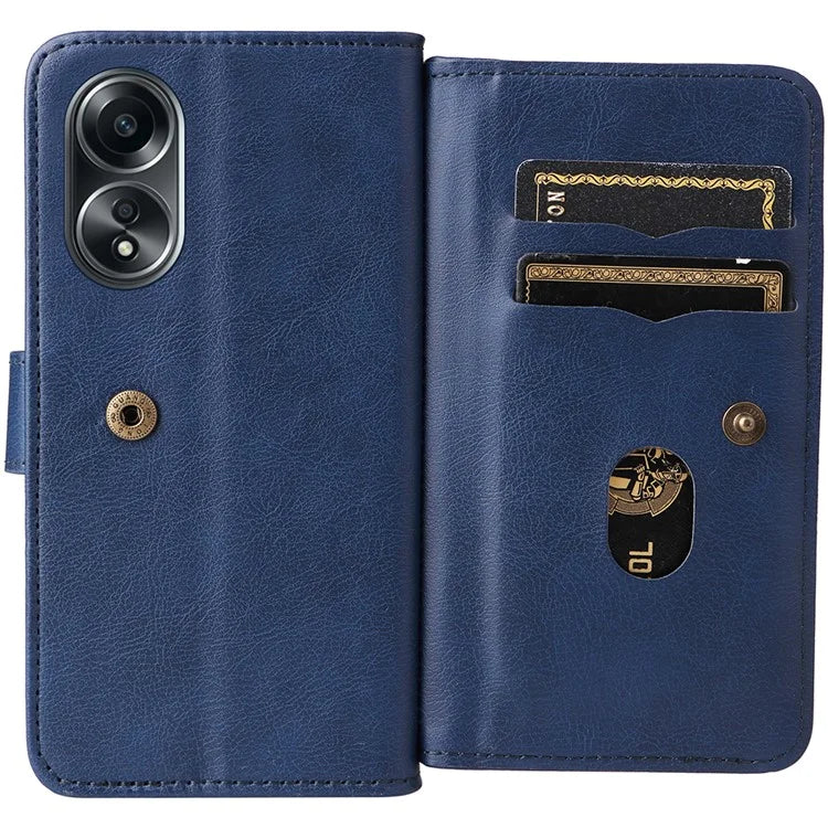 KT Multi-functional Series-1 For Oppo A58 4G Case Leather Stand Cover with Multiple Card Slots
