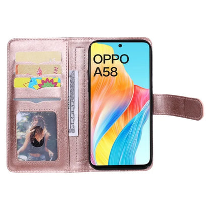 KT Multi-functional Series-1 For Oppo A58 4G Case Leather Stand Cover with Multiple Card Slots