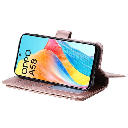 KT Multi-functional Series-1 For Oppo A58 4G Case Leather Stand Cover with Multiple Card Slots