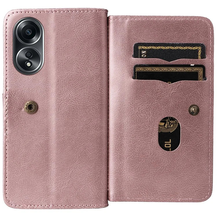 KT Multi-functional Series-1 For Oppo A58 4G Case Leather Stand Cover with Multiple Card Slots