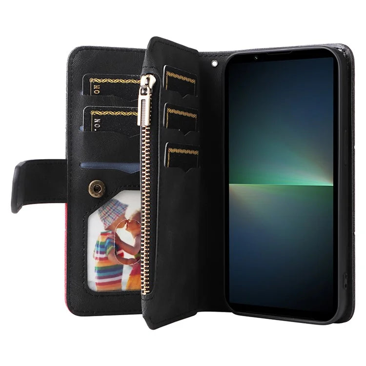 KT Multi-function Series-5 For Sony Xperia 5 V Anti-Scratch Phone Case Leather Stand Magnetic Wallet Cover