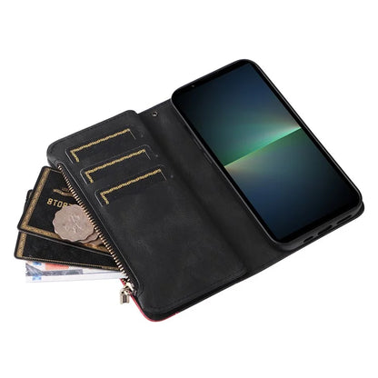 KT Multi-function Series-5 For Sony Xperia 5 V Anti-Scratch Phone Case Leather Stand Magnetic Wallet Cover