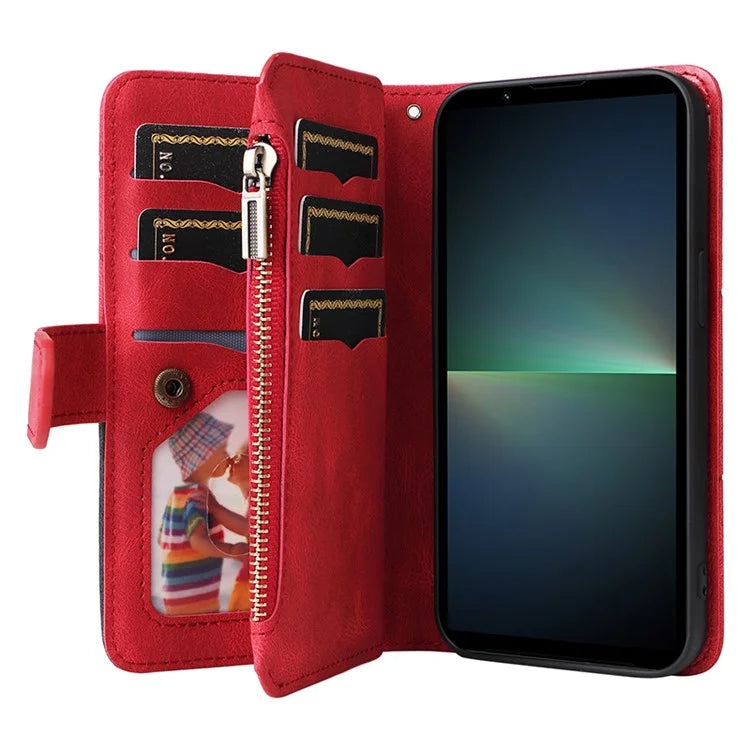 KT Multi-function Series-5 For Sony Xperia 5 V Anti-Scratch Phone Case Leather Stand Magnetic Wallet Cover