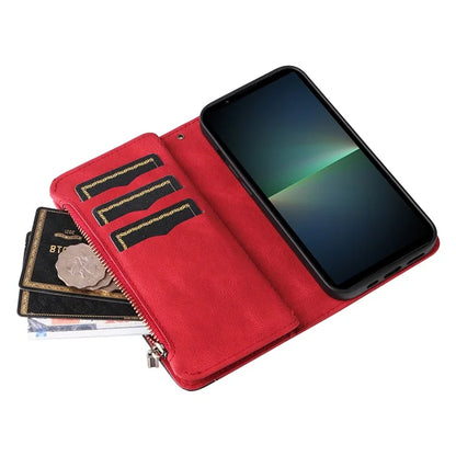KT Multi-function Series-5 For Sony Xperia 5 V Anti-Scratch Phone Case Leather Stand Magnetic Wallet Cover