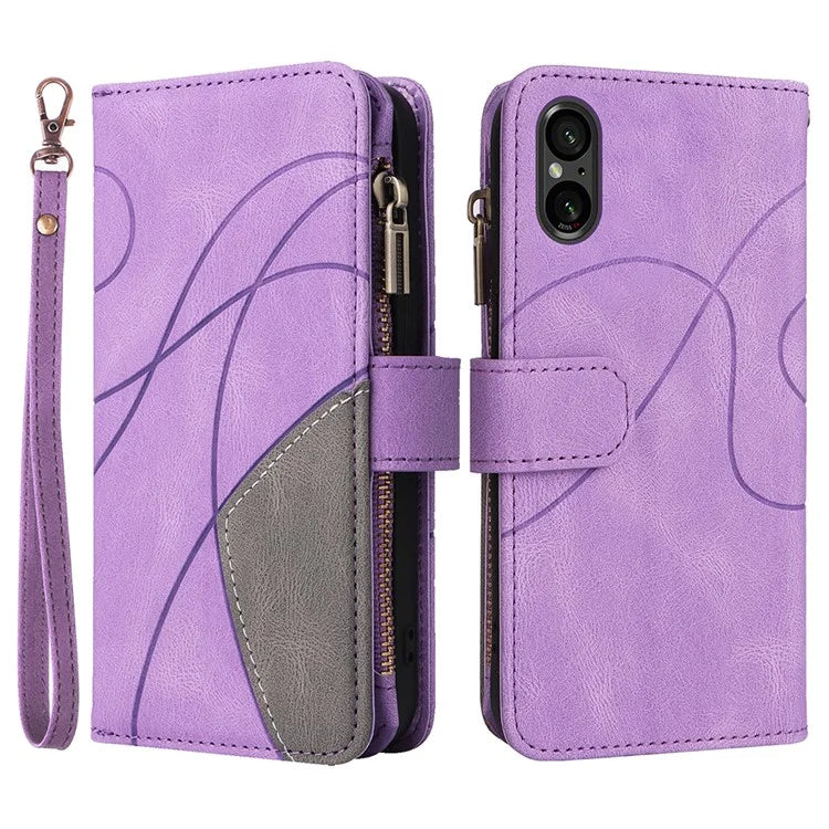 KT Multi-function Series-5 For Sony Xperia 5 V Anti-Scratch Phone Case Leather Stand Magnetic Wallet Cover