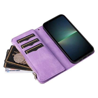 KT Multi-function Series-5 For Sony Xperia 5 V Anti-Scratch Phone Case Leather Stand Magnetic Wallet Cover