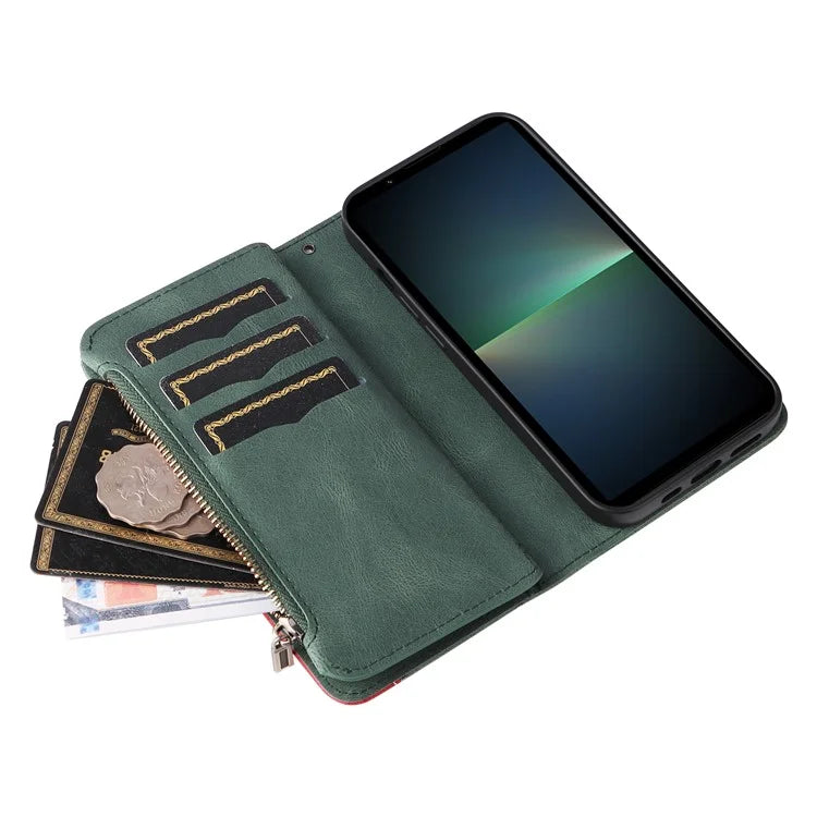 KT Multi-function Series-5 For Sony Xperia 5 V Anti-Scratch Phone Case Leather Stand Magnetic Wallet Cover