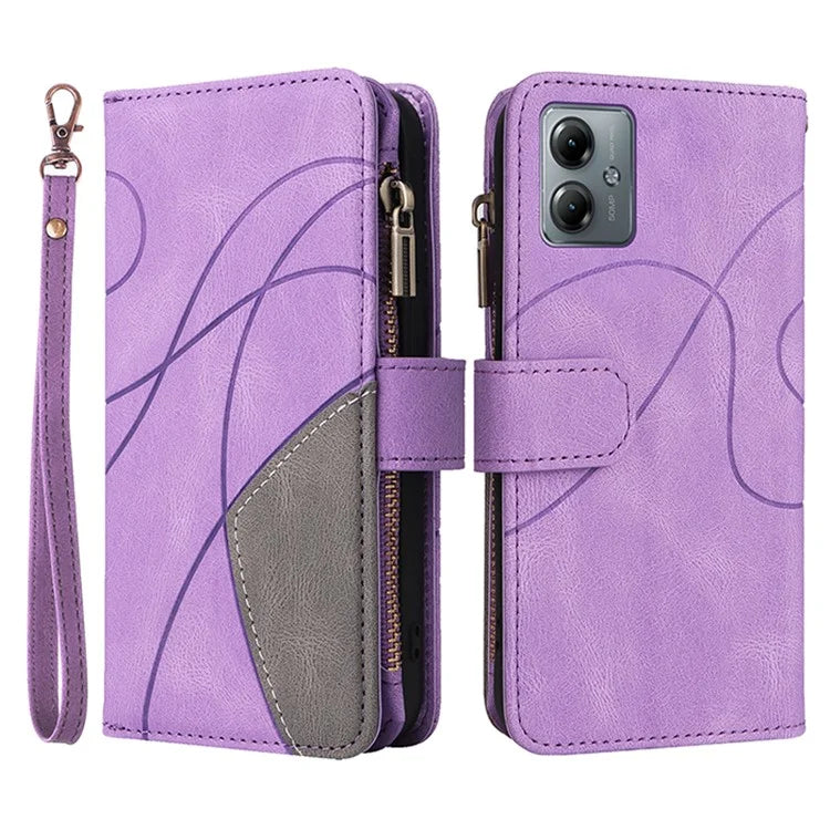 KT Multi-function Series-5 Phone Case for Motorola Moto G14 4G Leather Phone Stand Cover Magnetic Wallet