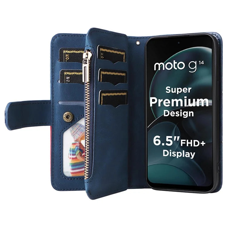 KT Multi-function Series-5 Phone Case for Motorola Moto G14 4G Leather Phone Stand Cover Magnetic Wallet