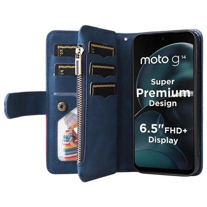 KT Multi-function Series-5 Phone Case for Motorola Moto G14 4G Leather Phone Stand Cover Magnetic Wallet