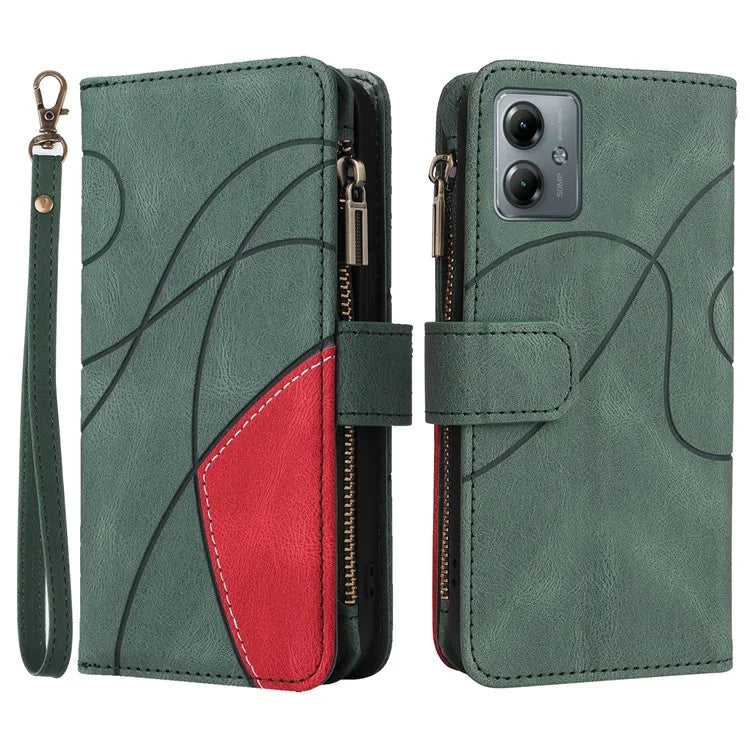 KT Multi-function Series-5 Phone Case for Motorola Moto G14 4G Leather Phone Stand Cover Magnetic Wallet