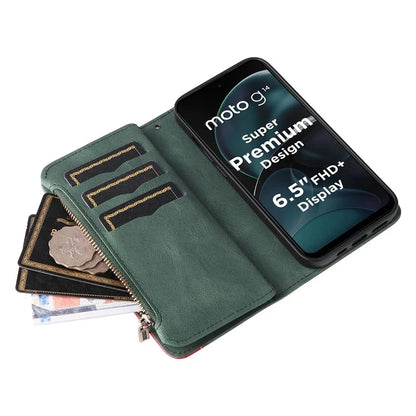 KT Multi-function Series-5 Phone Case for Motorola Moto G14 4G Leather Phone Stand Cover Magnetic Wallet