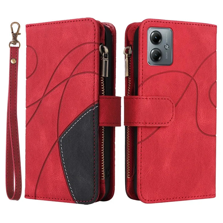 KT Multi-function Series-5 Phone Case for Motorola Moto G14 4G Leather Phone Stand Cover Magnetic Wallet