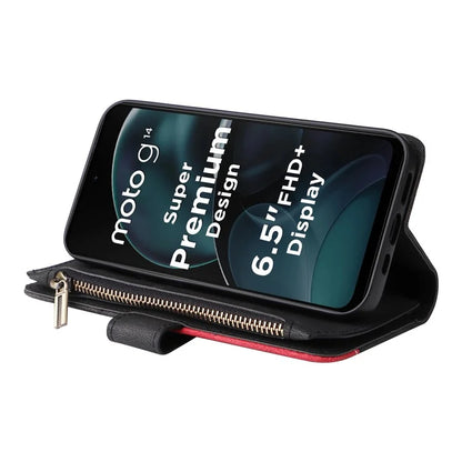 KT Multi-function Series-5 Phone Case for Motorola Moto G14 4G Leather Phone Stand Cover Magnetic Wallet