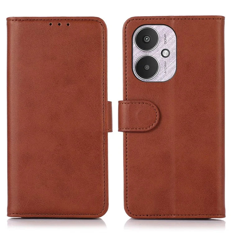 For Xiaomi Redmi 13C 4G / 13C 5G / Poco C65 4G Case Cowhide Texture Foldable Stand Phone Cover