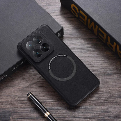 For Xiaomi 14 Pro Case PU Leather+TPU Magnetic Phone Cover Compatible with MagSafe