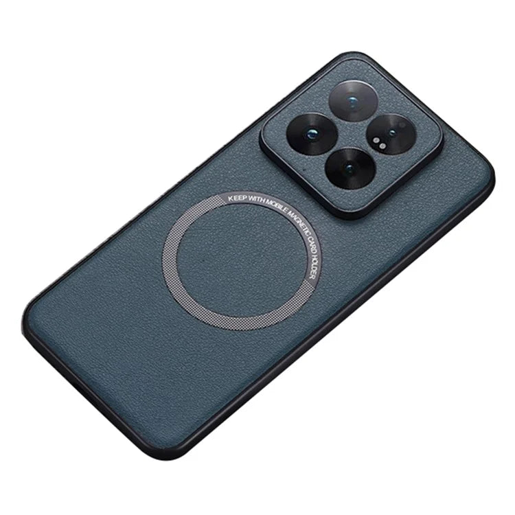 For Xiaomi 14 Pro Case PU Leather+TPU Magnetic Phone Cover Compatible with MagSafe