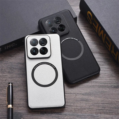 For Xiaomi 14 Pro Case PU Leather+TPU Magnetic Phone Cover Compatible with MagSafe