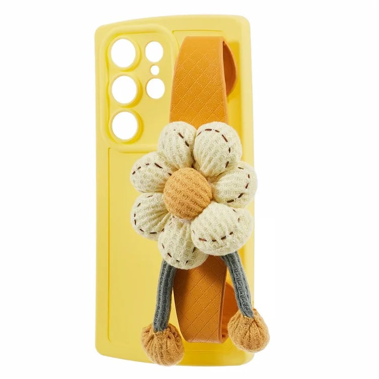 JTW Series For Samsung Galaxy S23 Ultra Soft TPU Case Flower Wristband Phone Cover