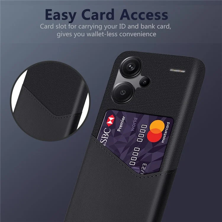 For Xiaomi Redmi Note 13 Pro+ 5G Case Cloth+PU Leather+PC Card Holder Phone Cover
