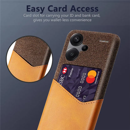 For Xiaomi Redmi Note 13 Pro+ 5G Case Cloth+PU Leather+PC Card Holder Phone Cover