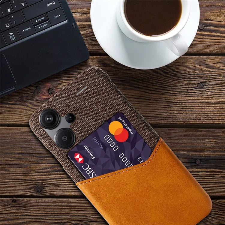 For Xiaomi Redmi Note 13 Pro+ 5G Case Cloth+PU Leather+PC Card Holder Phone Cover