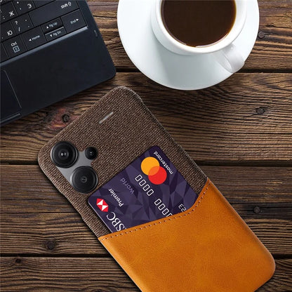 For Xiaomi Redmi Note 13 Pro+ 5G Case Cloth+PU Leather+PC Card Holder Phone Cover