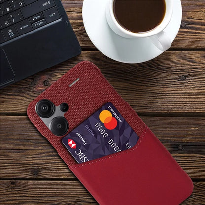 For Xiaomi Redmi Note 13 Pro+ 5G Case Cloth+PU Leather+PC Card Holder Phone Cover