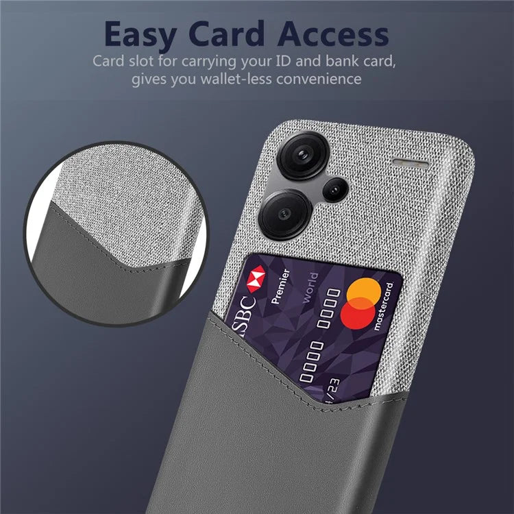 For Xiaomi Redmi Note 13 Pro+ 5G Case Cloth+PU Leather+PC Card Holder Phone Cover