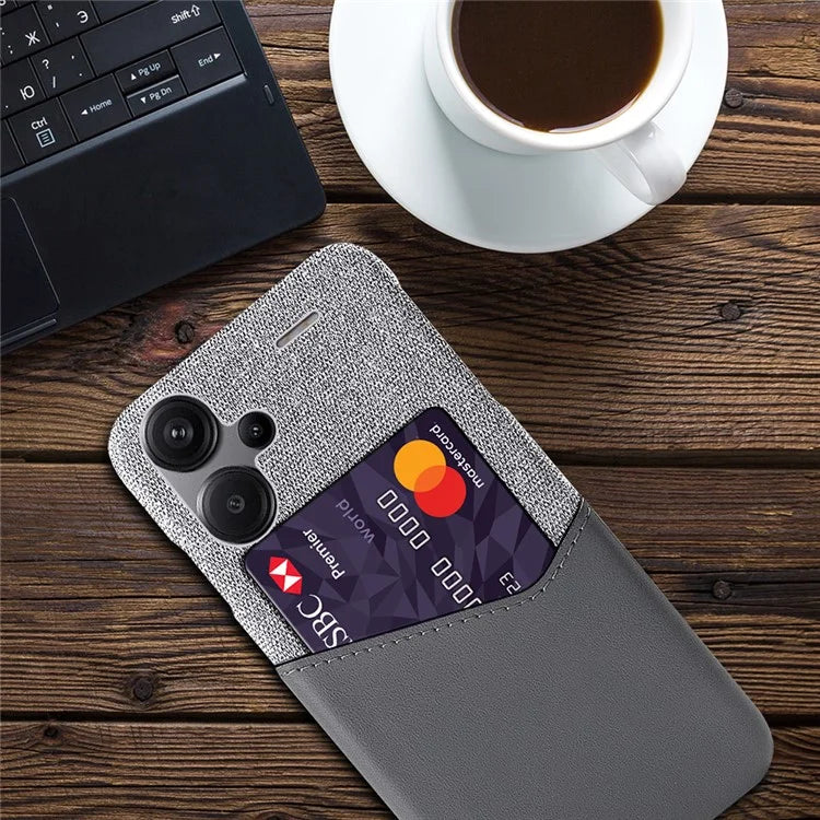 For Xiaomi Redmi Note 13 Pro+ 5G Case Cloth+PU Leather+PC Card Holder Phone Cover