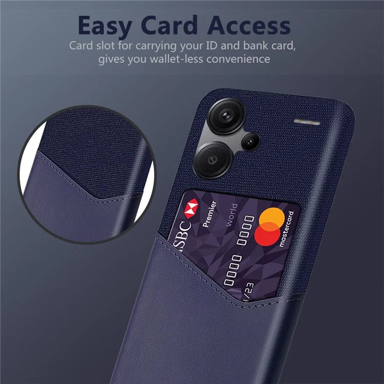 For Xiaomi Redmi Note 13 Pro+ 5G Case Cloth+PU Leather+PC Card Holder Phone Cover
