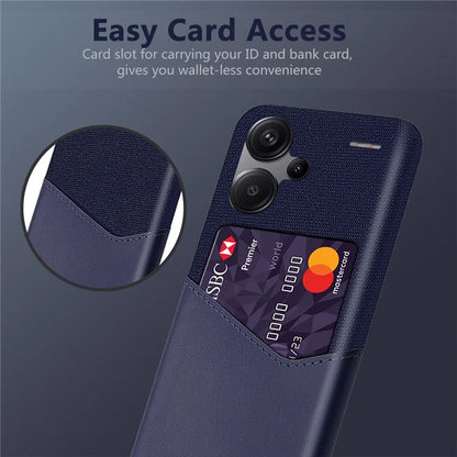 For Xiaomi Redmi Note 13 Pro+ 5G Case Cloth+PU Leather+PC Card Holder Phone Cover