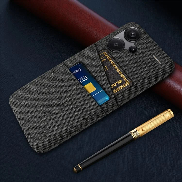 Protective Slim Cover for Xiaomi Redmi Note 13 Pro+ 5G Case Dual Card Holder Hard PC+Cloth Phone Case