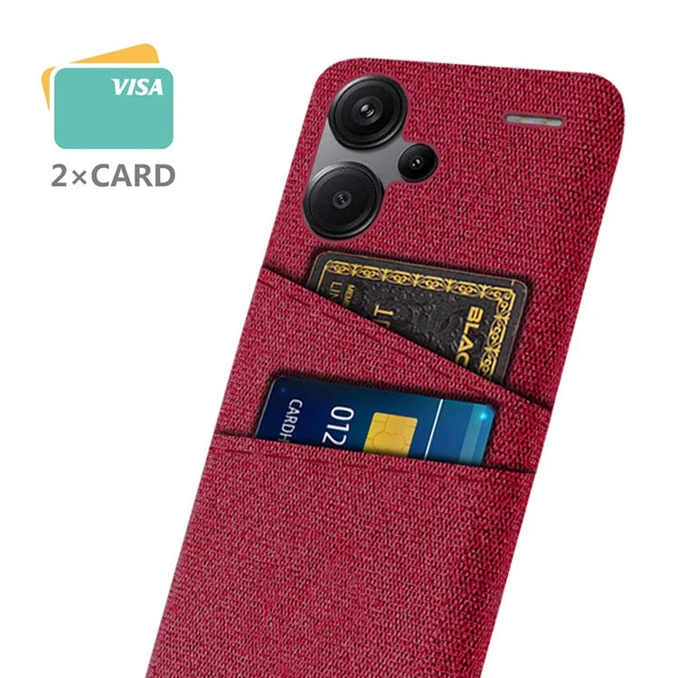 Protective Slim Cover for Xiaomi Redmi Note 13 Pro+ 5G Case Dual Card Holder Hard PC+Cloth Phone Case