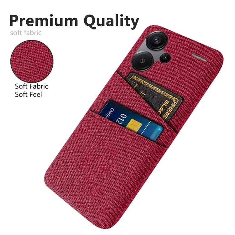 Protective Slim Cover for Xiaomi Redmi Note 13 Pro+ 5G Case Dual Card Holder Hard PC+Cloth Phone Case