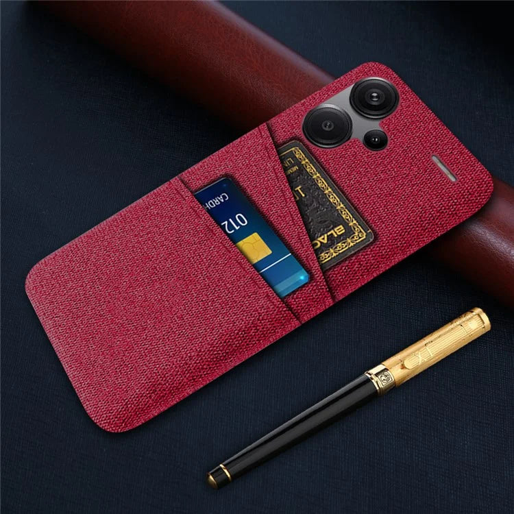 Protective Slim Cover for Xiaomi Redmi Note 13 Pro+ 5G Case Dual Card Holder Hard PC+Cloth Phone Case