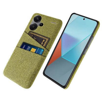 Protective Slim Cover for Xiaomi Redmi Note 13 Pro+ 5G Case Dual Card Holder Hard PC+Cloth Phone Case