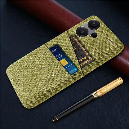 Protective Slim Cover for Xiaomi Redmi Note 13 Pro+ 5G Case Dual Card Holder Hard PC+Cloth Phone Case