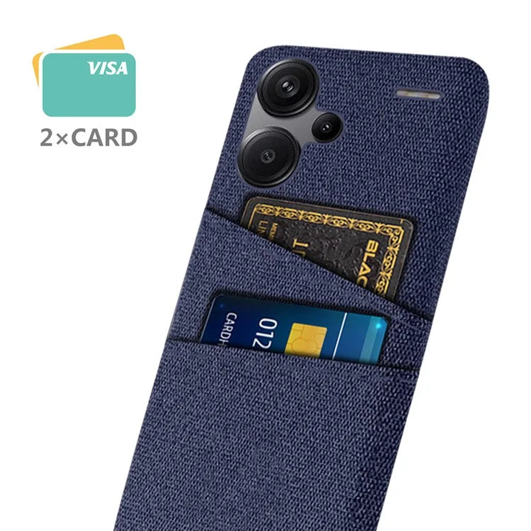 Protective Slim Cover for Xiaomi Redmi Note 13 Pro+ 5G Case Dual Card Holder Hard PC+Cloth Phone Case