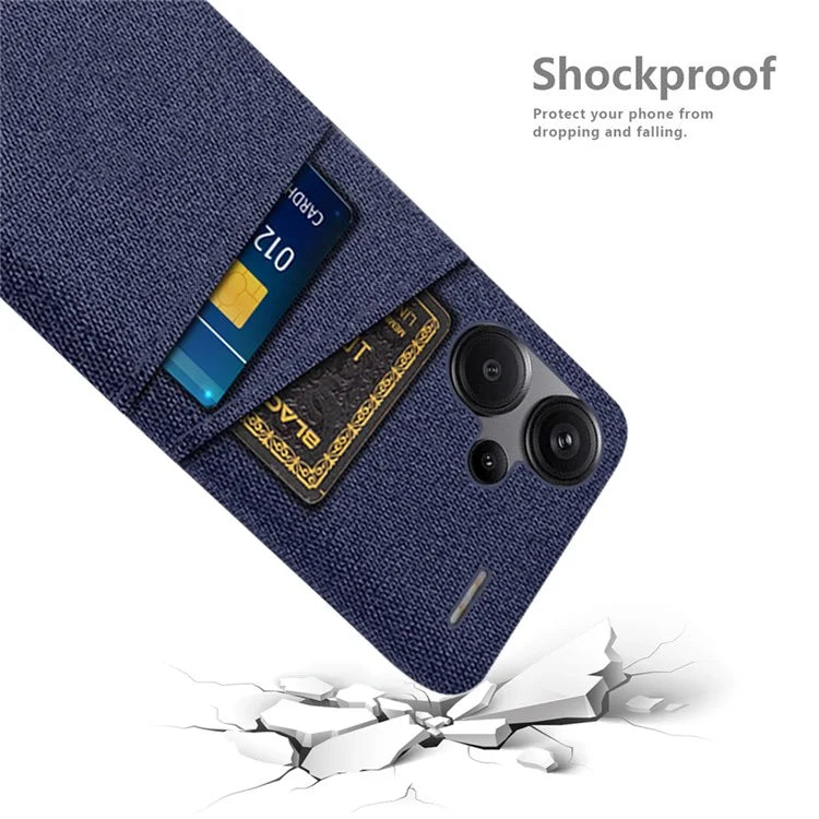 Protective Slim Cover for Xiaomi Redmi Note 13 Pro+ 5G Case Dual Card Holder Hard PC+Cloth Phone Case