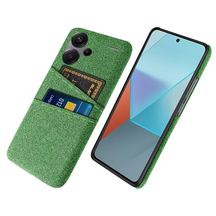Protective Slim Cover for Xiaomi Redmi Note 13 Pro+ 5G Case Dual Card Holder Hard PC+Cloth Phone Case