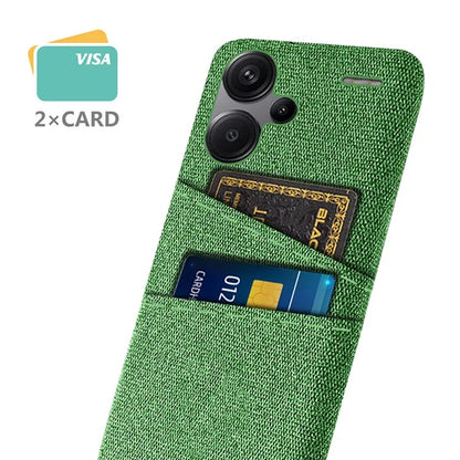 Protective Slim Cover for Xiaomi Redmi Note 13 Pro+ 5G Case Dual Card Holder Hard PC+Cloth Phone Case