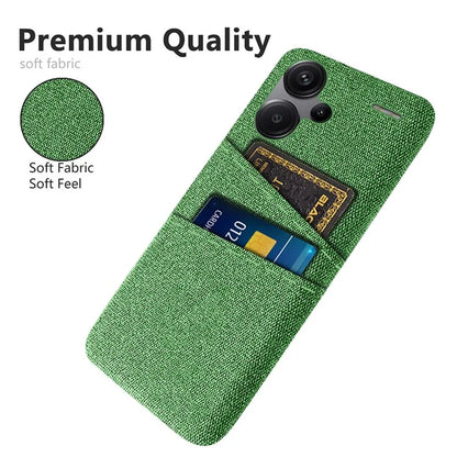Protective Slim Cover for Xiaomi Redmi Note 13 Pro+ 5G Case Dual Card Holder Hard PC+Cloth Phone Case