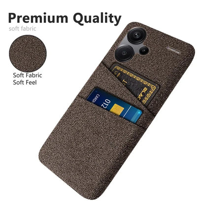 Protective Slim Cover for Xiaomi Redmi Note 13 Pro+ 5G Case Dual Card Holder Hard PC+Cloth Phone Case