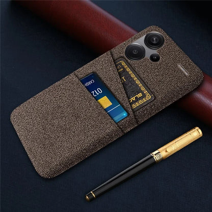 Protective Slim Cover for Xiaomi Redmi Note 13 Pro+ 5G Case Dual Card Holder Hard PC+Cloth Phone Case